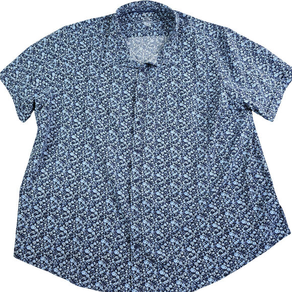 Apt. 9 Hawaiian Performance Button Shirt Men's 4XB Blue Floral Flex Tropical - Picture 2 of 8